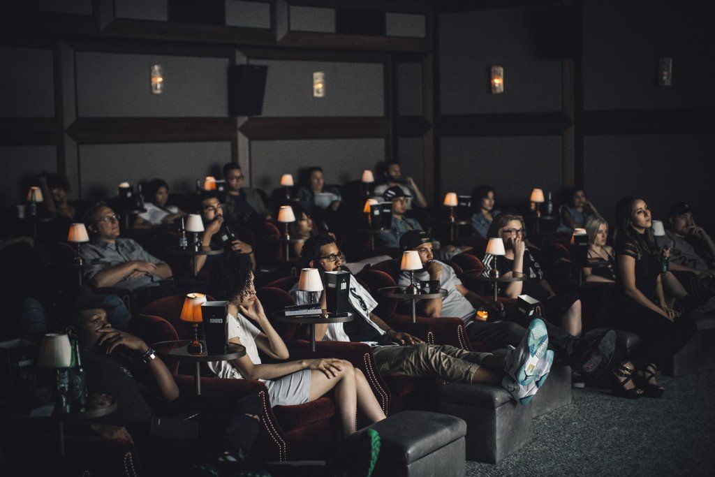 Guests watching film
